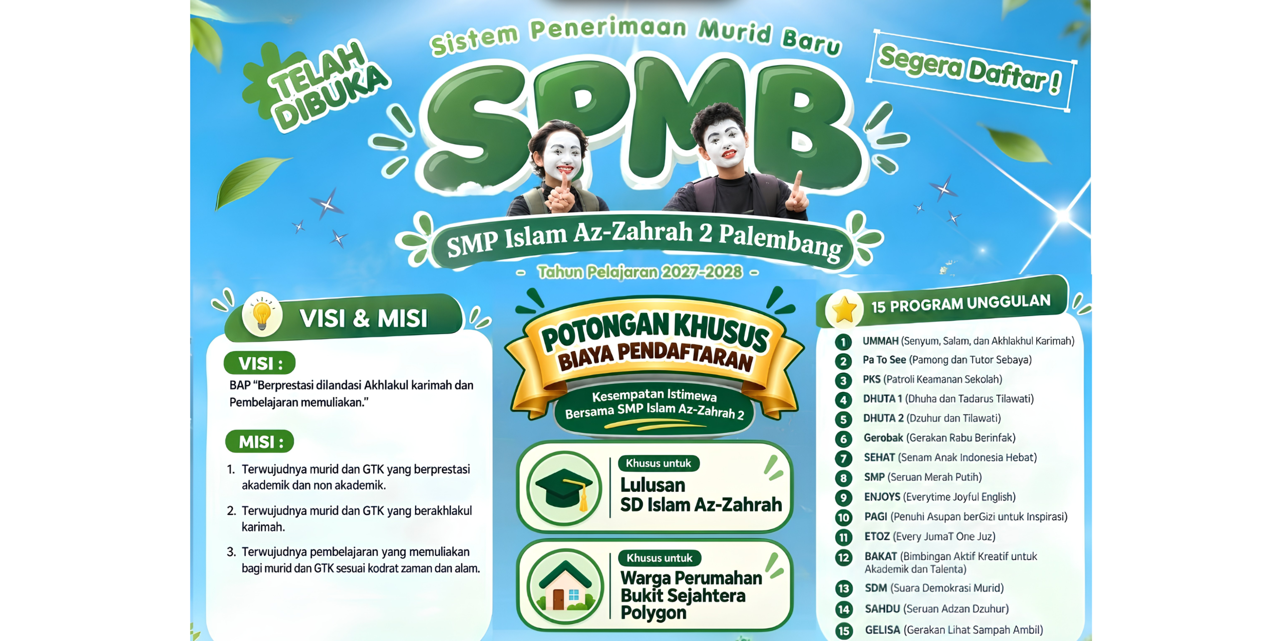 Biru dan Hijau Kartun Penerimaan Siswa Baru Banner Lanskap (1)